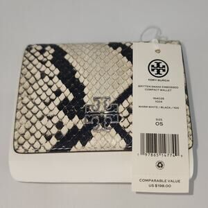 Tory Burch Britten Snake Embossed Compact Wallet